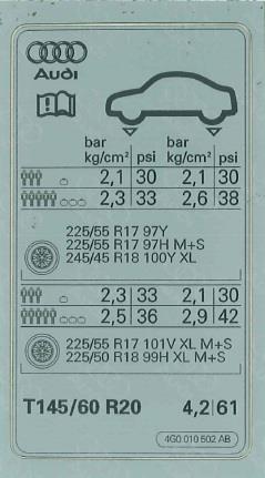 4G0010502AB VAG Наклейка інформаційна