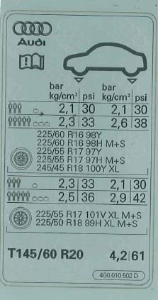 4G0010502D VAG Наклейка информационная