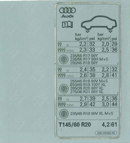 4G8010502AS VAG Наклейка информационная