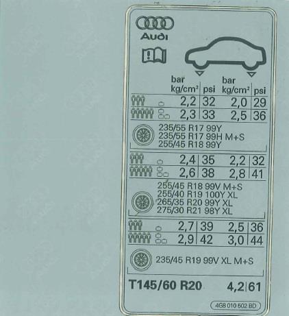 4G8010502BD VAG Наклейка информационная