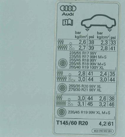 4G8010502BH VAG Наклейка информационная