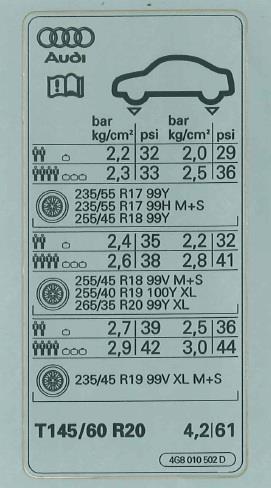 4G8010502D VAG Наклейка інформаційна
