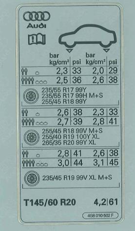 4G8010502F VAG Наклейка информационная