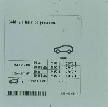 6R0010837F VAG Наклейка информационная