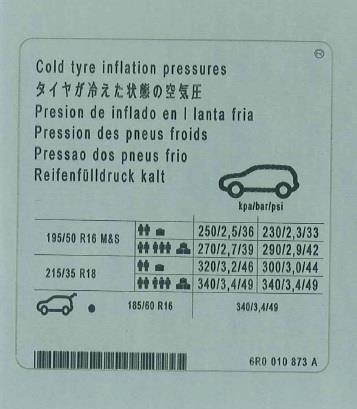 6R0010873A VAG Наклейка информационная