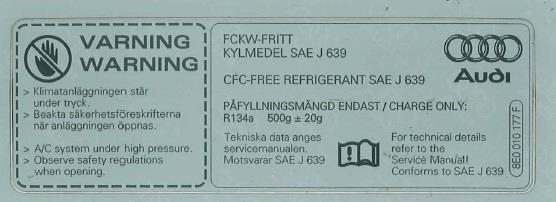 8E0010177F VAG Табличка для кондиционера