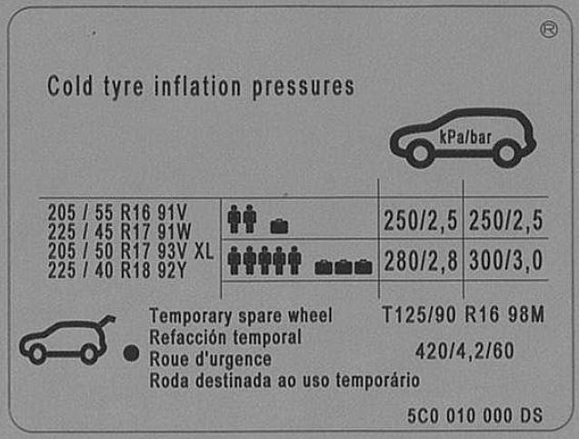 5C0010000DS VAG Наклейка информационная