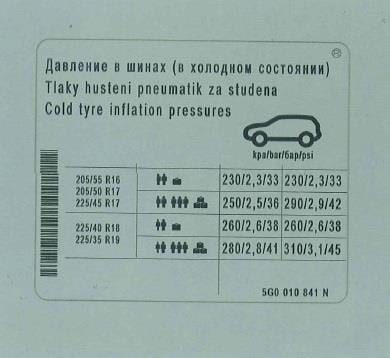 5G0010841N VAG Наклейка информационная