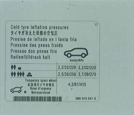 5N0010641B VAG Наклейка информационная