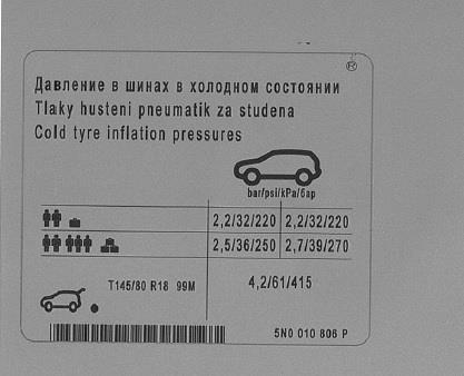 5N0010806P VAG Наклейка інформаційна