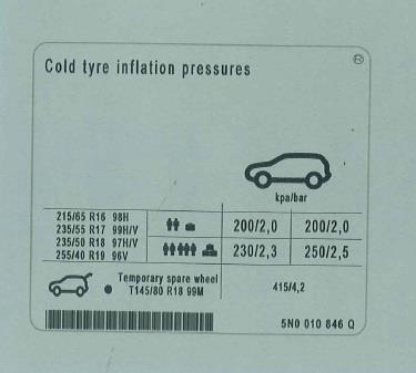 5N0010846Q VAG Наклейка информационная
