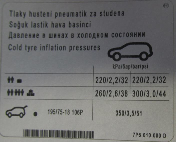 7P6010000D VAG Наклейка информационная