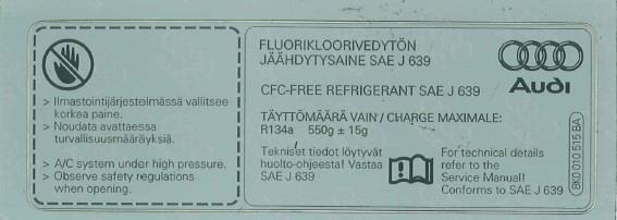8K0010515BA VAG Табличка для кондиционера