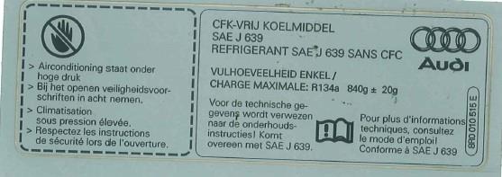 8R0010515E VAG Табличка для кондиционера