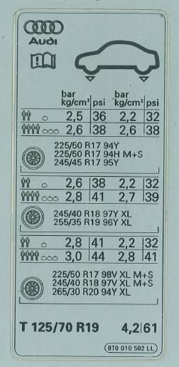 8T0010502LL VAG Наклейка информационная
