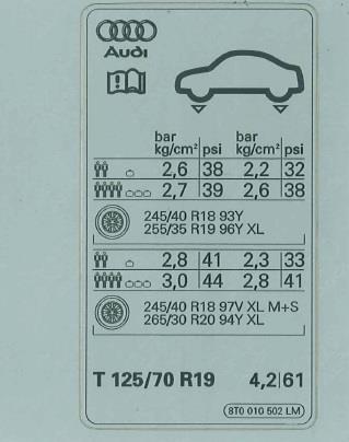 8T0010502LM VAG Наклейка информационная