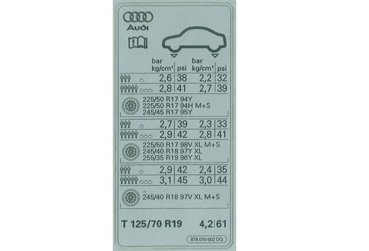 8T8010502DQ VAG Наклейка інформаційна
