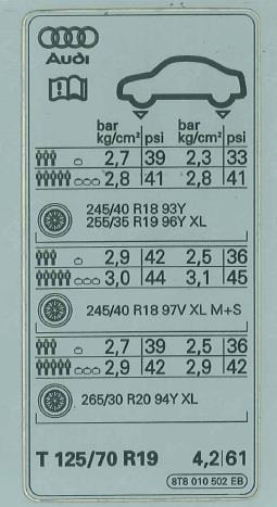8T8010502EB VAG Наклейка информационная