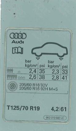 8K0010502LC VAG Наклейка информационная
