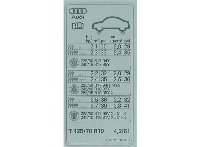 8T8010502DL VAG Наклейка информационная