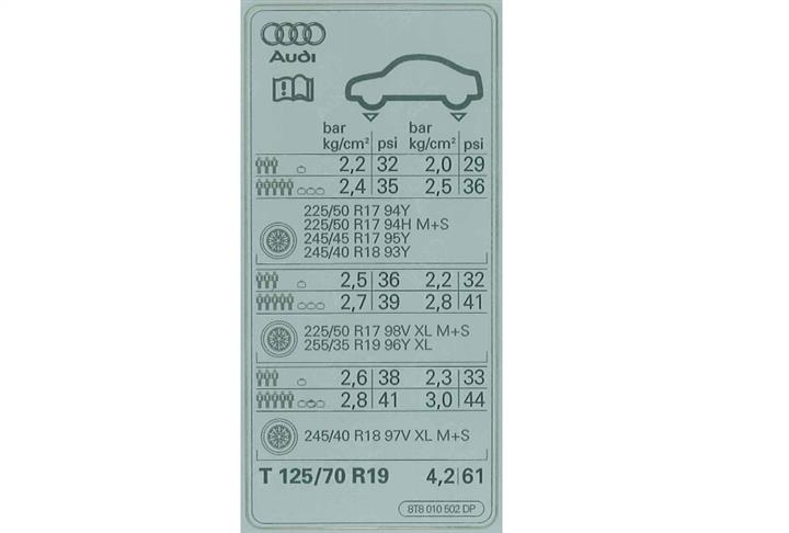 8T8010502DP VAG Табличка інформаційна