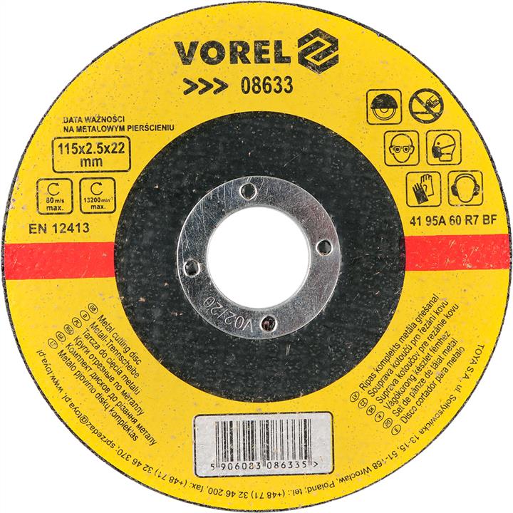 Vorel 08633 Диск відрізний по металу 115х2, 5х22мм 08633: Купити в Україні - Добра ціна на EXIST.UA!
