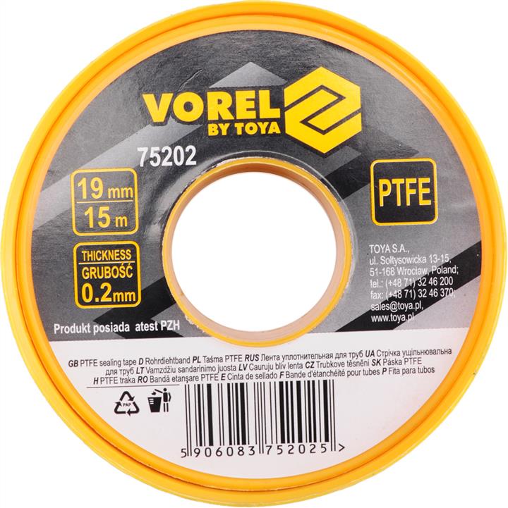 Vorel 75202 Фум-стрічка, 15м х 19мм х 0,2мм 75202: Купити в Україні - Добра ціна на EXIST.UA!