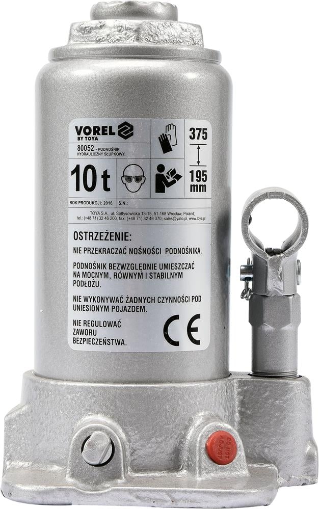 Vorel 80052 Домкрат гідравлічний пляшковий, 10т 80052: Купити в Україні - Добра ціна на EXIST.UA!