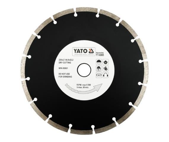 YT6005 Yato Диск алмазный по бетону диаметр 230x8,0x22,2 мм