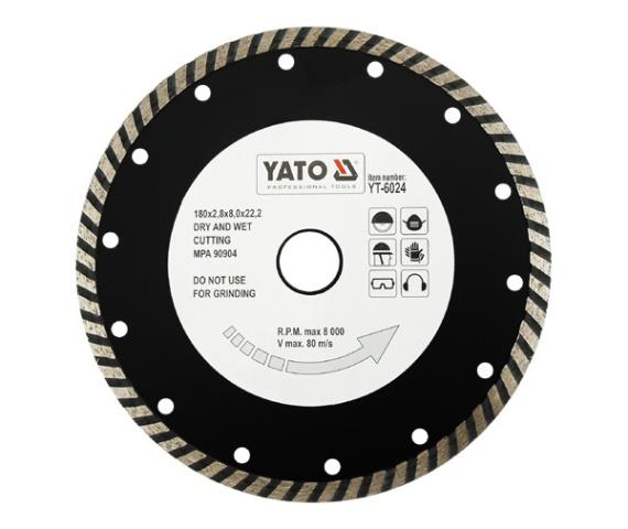 YT6024 Yato Диск алмазный по бетону диаметр 180x8,0x22,2 мм