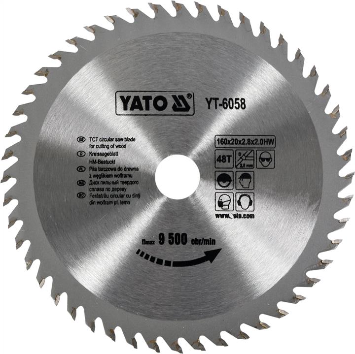 YT6058 Yato Диск пильный победитовый, по дереву 160x20x2.8x2.0 мм, 48 зубьев