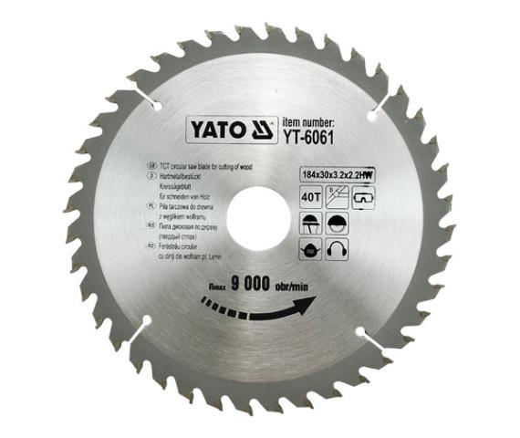 YT6061 Yato Диск пильный победитовый по дереву 184х30х3.2 мм, 40 зубцов