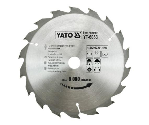 YT6063 Yato Диск пильный победитовый по дереву 185х20х2.4, 18 зубцов