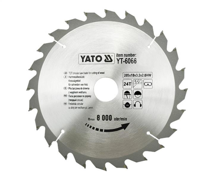 YT6066 Yato Диск пиляльний побідитовий по дереву: 205х18 мм, 24 зуби