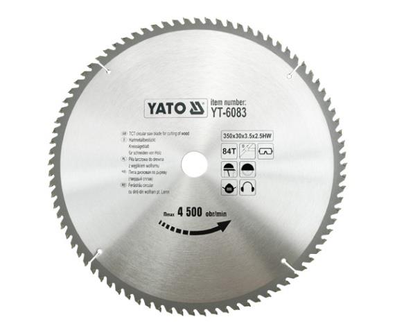 YT6083 Yato Диск пиляльний побідитовий по дереву: 350х30 мм, 84 зуби