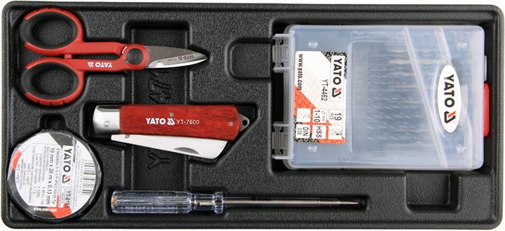 Yato YT-55471 Вкладиш в інструментальній шафа, сверла діаметр1-10 мм, ножиці, ніж, викрутка-індикатор 250 В YT55471: Купити в Україні - Добра ціна на EXIST.UA!