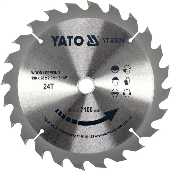 YT60634 Yato Диск пильний побідитовий по дереву, 190х20мм