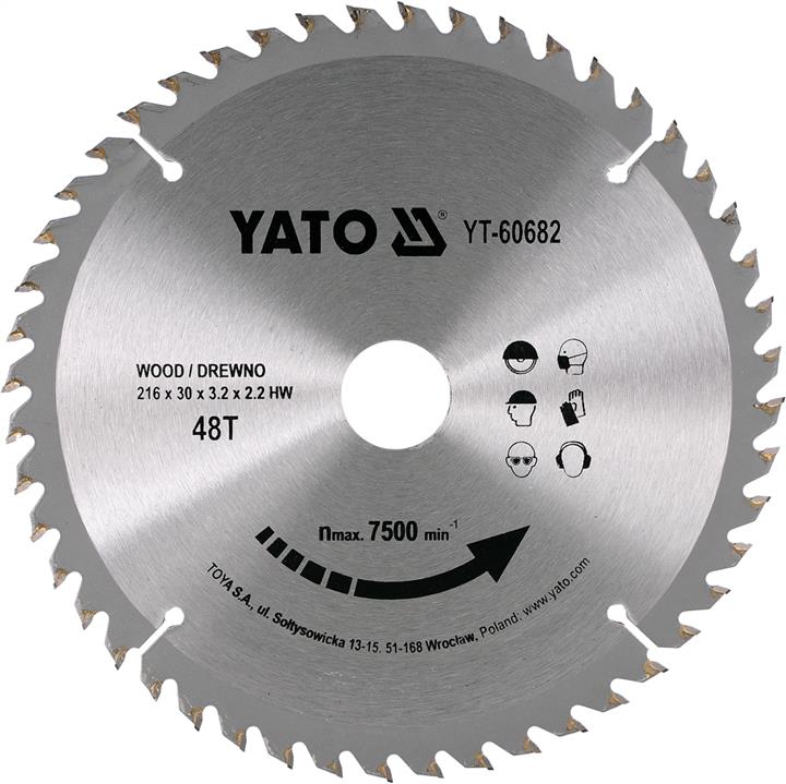 YT60682 Yato Диск пильный победитовый по дереву: 216х30 мм, 40 зубцов
