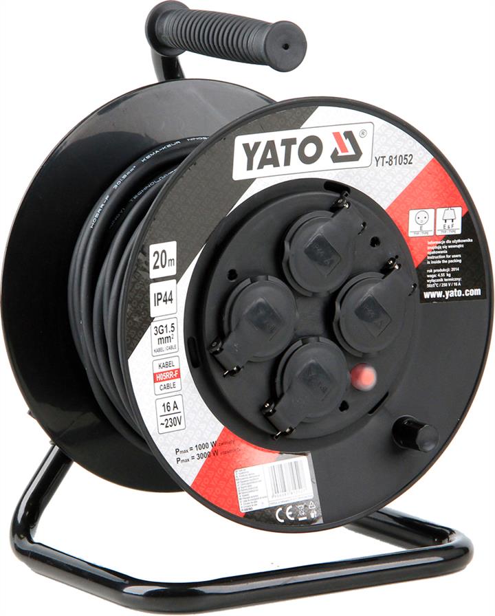 Yato YT-81052 Подовжувач електричний на котушці 20 м, 3х 1,5 мм YT81052: Купити в Україні - Добра ціна на EXIST.UA!