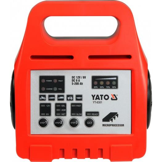 Yato YT-8301 Зарядний пристрій 6/12V 8А, 5-200ah YT8301: Купити в Україні - Добра ціна на EXIST.UA!