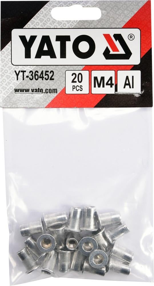 Заклепки різьбові алюмінієві М4, 11 мм, 20 шт Yato YT-36452