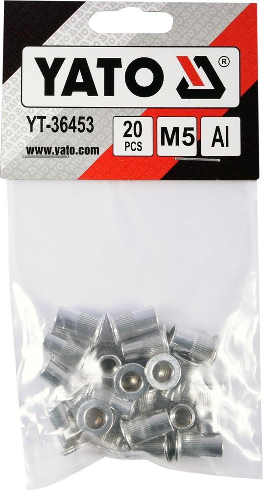 Заклепки алюмінієві, М5, 12 мм, 20 шт Yato YT-36453