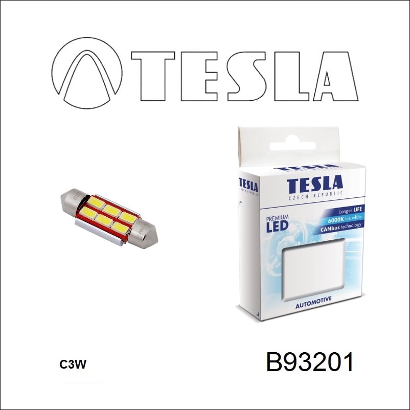 Tesla B93201 Лампа світлодіодна Festoon 33 12V SV8,5 (2 шт.) B93201: Купити в Україні - Добра ціна на EXIST.UA!