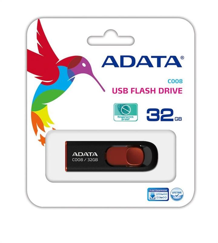 ADATA AC008-32G-RKD Накопичувач Flash A-DATA USB 2.0 C008 32Gb Black/Red AC00832GRKD: Купити в Україні - Добра ціна на EXIST.UA!