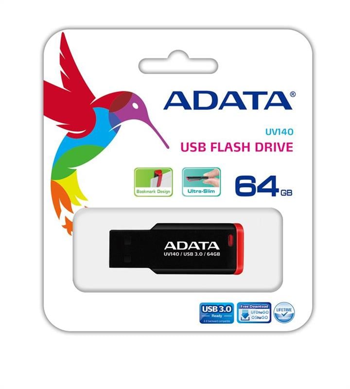 ADATA AUV140-64G-RKD Накопичувач ADATA 64GB USB 3.1 UV140 Black/Red AUV14064GRKD: Купити в Україні - Добра ціна на EXIST.UA!
