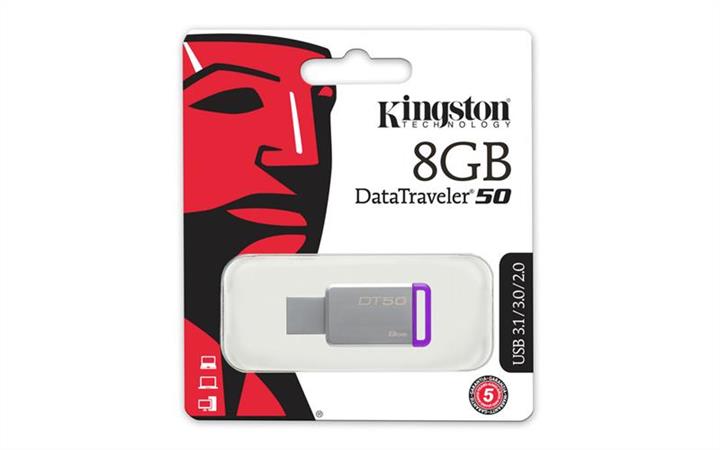 Kingston DT50/8GB Накопичувач Kingston 8GB USB 3.1 DT50 DT508GB: Приваблива ціна - Купити в Україні на EXIST.UA!