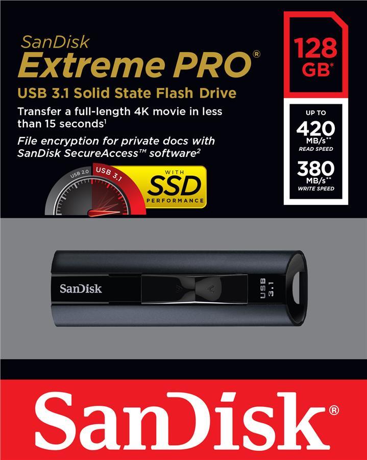 Sandisk SDCZ880-128G-G46 Накопичувач SanDisk 128GB USB 3.1 Extreme Pro R420/W380MB/s SDCZ880128GG46: Купити в Україні - Добра ціна на EXIST.UA!