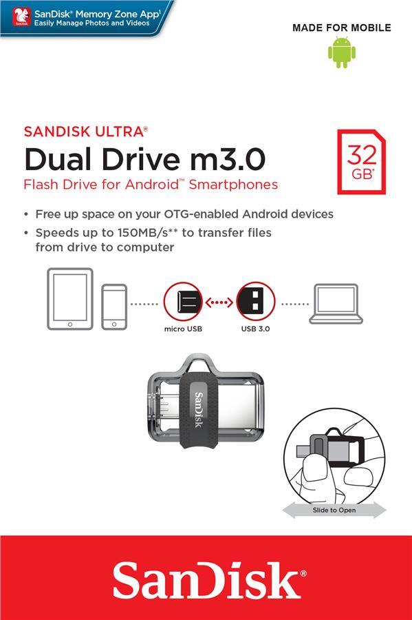 Sandisk SDDD3-032G-G46 Накопичувач SanDisk 32GB USB 3.0 Ultra Dual Drive m3.0 OTG SDDD3032GG46: Купити в Україні - Добра ціна на EXIST.UA!