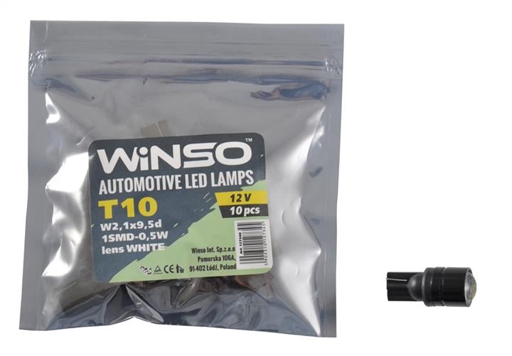 127340 Winso Лампа светодиодная T10 12V W2,1x9,5d (10 шт.)