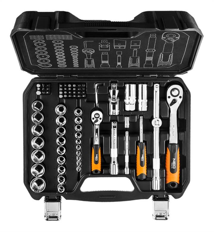 Головки сменные 73 шт., 1/2", 1/4", CrV Neo Tools 08-673